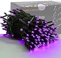 Vista 18 de Iluminación del hogar de 66 pies. Mini luces decorativas de Navidad de 200 luces LED de alambre verde, luces de hada estrellada enchufables, 8 modos