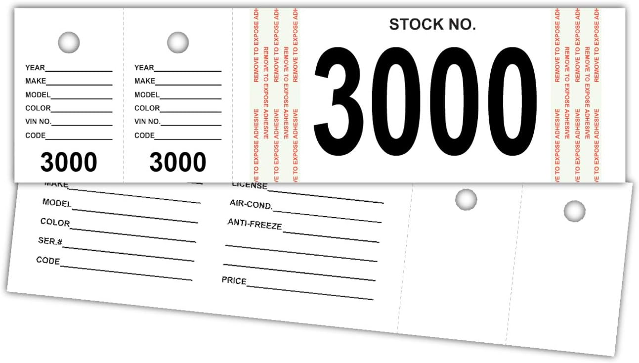 Versa-Tags Genuine Vehicle Stock Number Tags (3000-3499)
