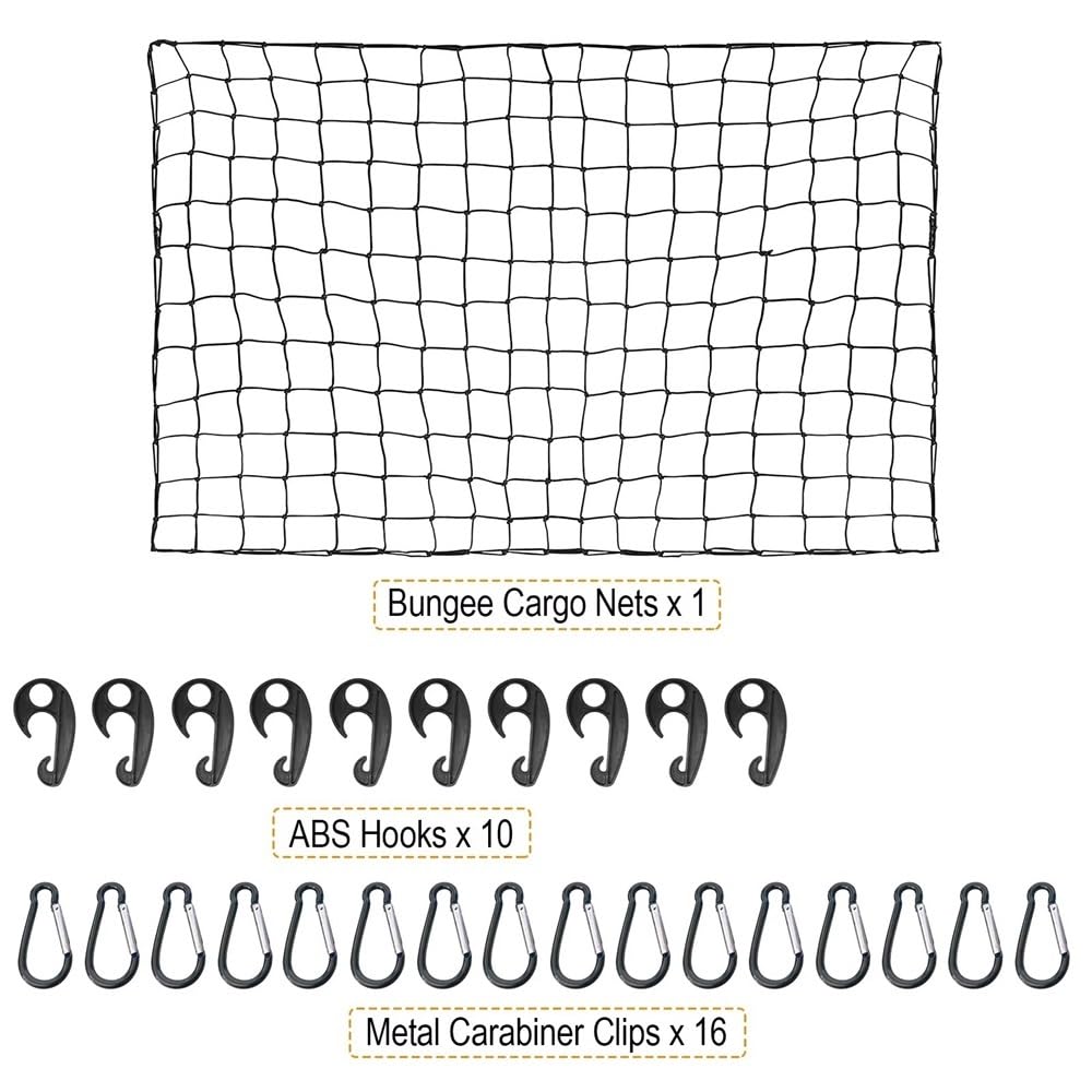 Rete di Carico per Pick-up per Cassone Camion E per Portapacchi da Viaggio sul Tetto SUV Estensibile Fino A 8' X 12' Rete Portaoggetti Tasca Organizer