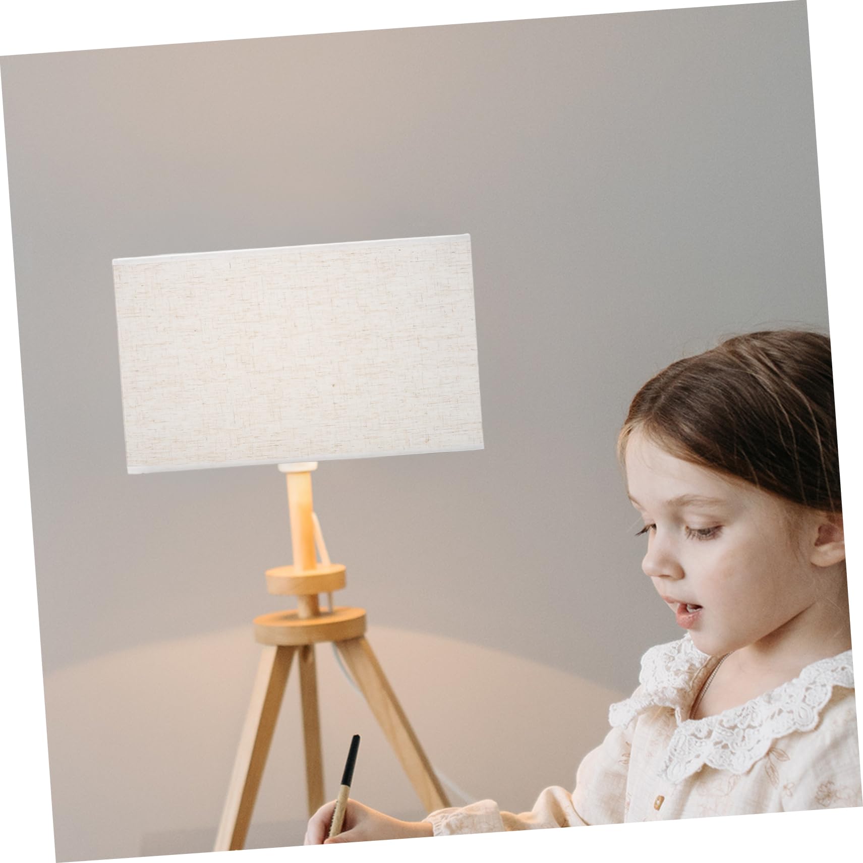 DOITOOL Abat Jour Rectangulaire en Tissu Beige, Effet Décoratif, Facile à Installer, Couverture Légère pour Lampe E27 Style Élégant
