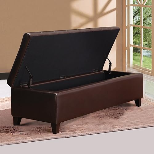 Miniatura 4 de Decent Home Banco otomano de almacenamiento rectangular con reposapiés para sala de estar dormitorio gris oscuro