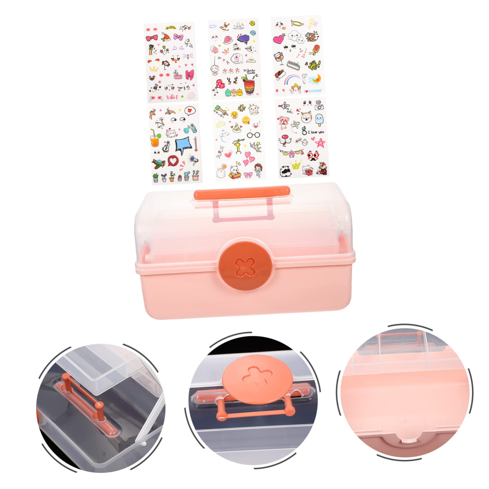 VANZACK Multifunktionaler Aufbewahrungsbehälter für Haarspangen und Haargummis Großer Rosa Kunststoff Organizer mit Mehrlagigem Design für Mädchen und Kinder