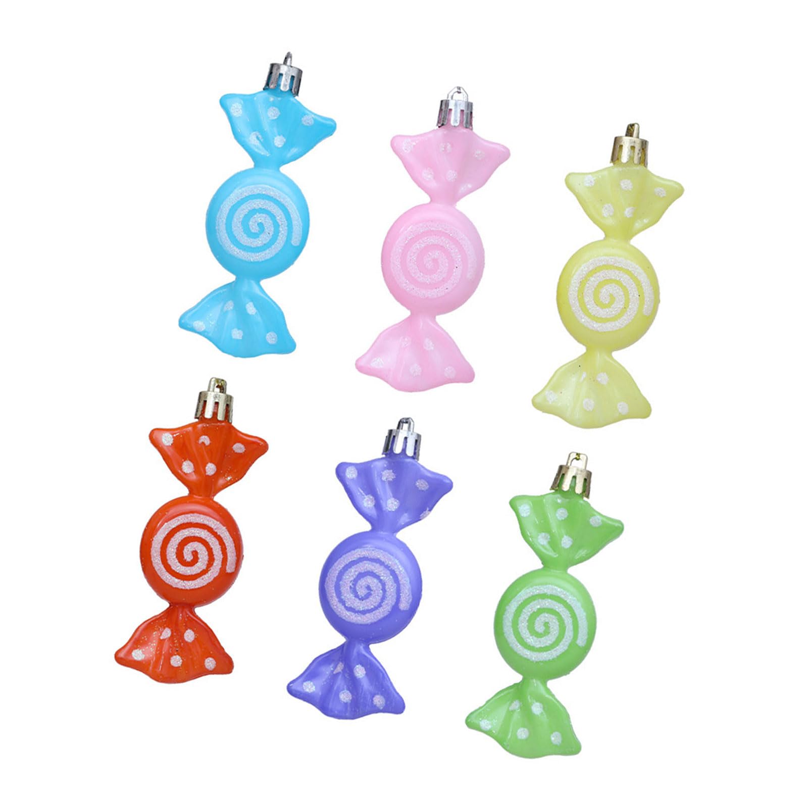 Xinsheinelry 6Pcs Colorful Candy Shape Christmas Decoration Small Candy Hanging Ornament for Festival Tree Wreath Window Christmas Tree Hanging Deck