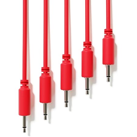ExcelValley - 5パック - モノモジュラーパッチケーブル - TS 3.5mm 1/8インチ ユーロラックシンセサイザー [レッド - 150cm - 59インチ]
