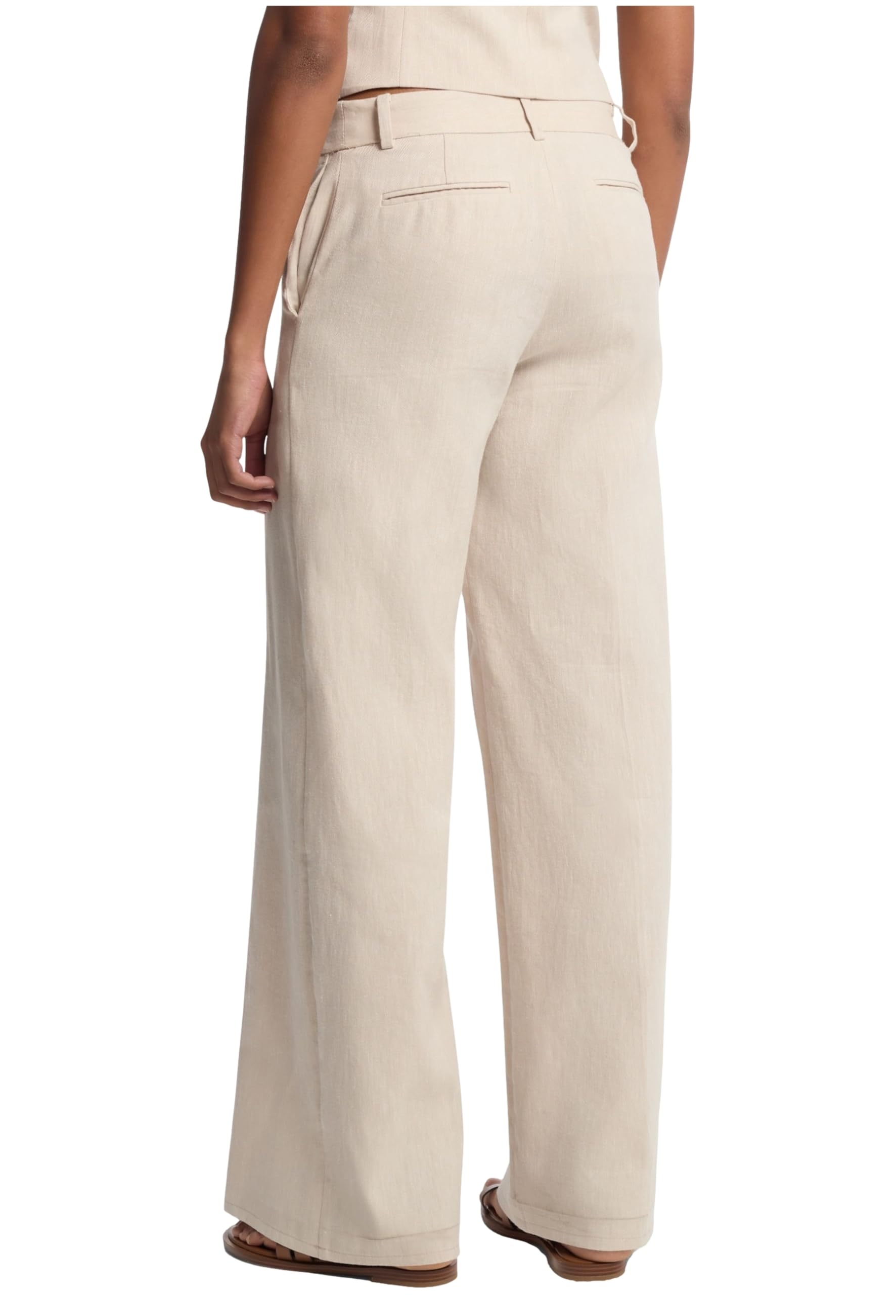 MICHAEL KORS Pantalone Palazzo Twill di Lino e Cotone Colore Sabbia