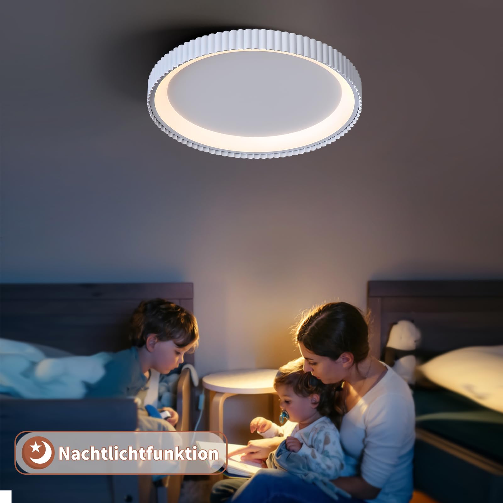 LED Dimmbar Wohnzimmer Deckenleuchte Schlafzimmerlampe mit Nachtlicht Funktion, 36W Deckenlampe für Schlafzimmer, Wohnzimmer, Büro,Esszimmer, Küche 50cm