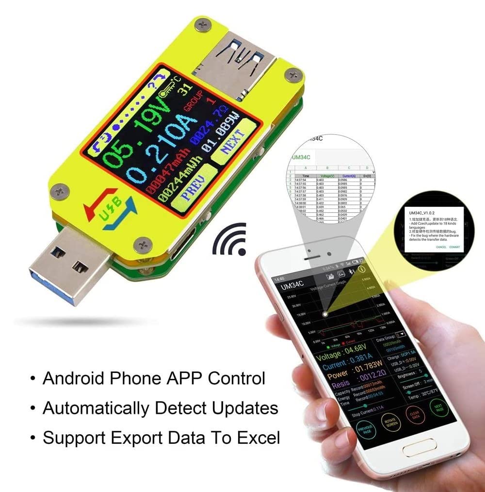 Android phone controlling UM34C via app