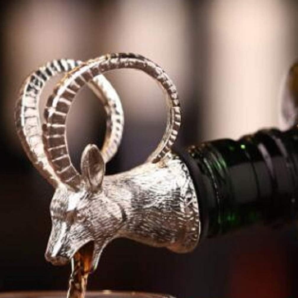 Hemoton Antelope Head Wine Pourer and Stopper Creative Aerator for Parties and Restaurants Silver Animal Design Lightweight and Unique Wine Accessory