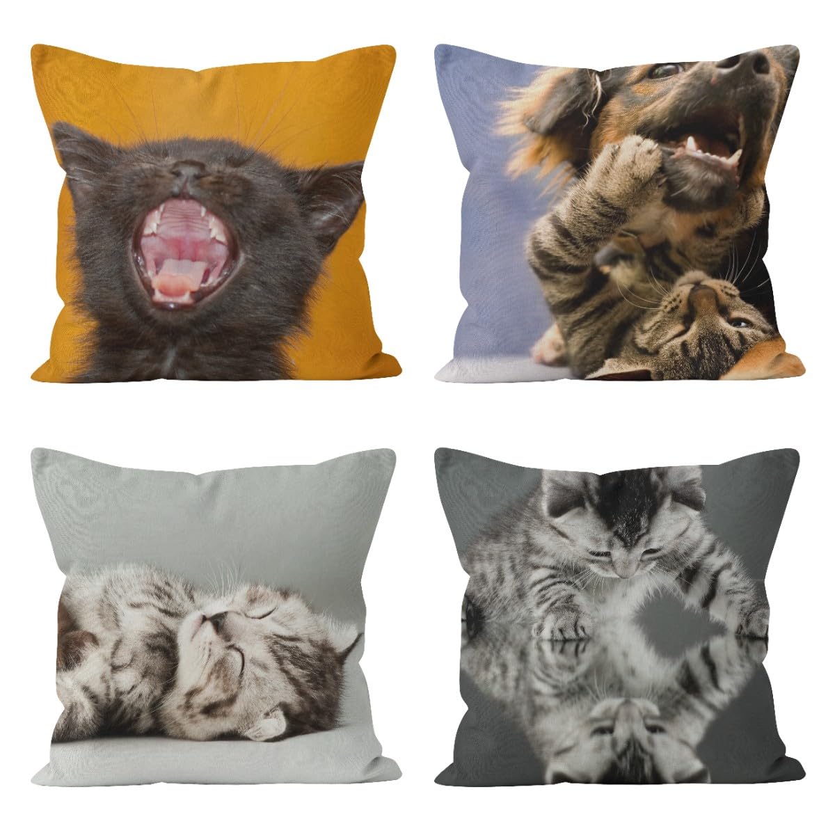 Housse de coussin lin 50x50cm CEVAN hydrofuge et taie d'oreiller anti-acarien 4pcs