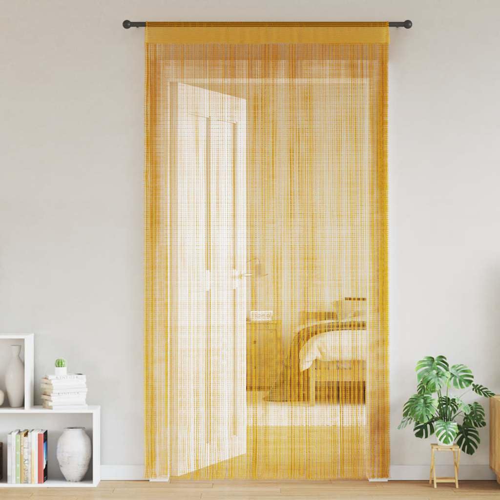 Fadenvorhänge, 2 Stück, Gold, 100 x 250 cm, Dekoration, Fensterbehandlungen, Vorhänge und Vorhänge