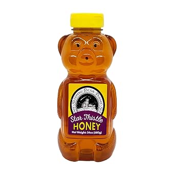 Star Thistle Honey Bear 24oz - Sleeping Bear Farms Pure Michigan Wildflower Honey - Unpasteurized Unblended No Additives - Raw Honey Bear Bottle - Fun Size for Families and Kids