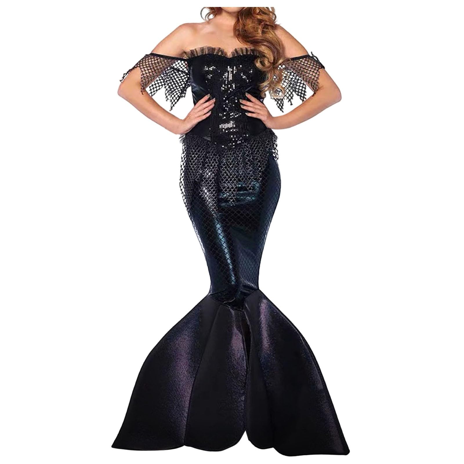 Générique Deguisement Halloween Femme Robe Et Chapeau Vert Sorcières Witches Sorcière Costume Sorciere Déguisement Grande Taille Fourreau Vintage Pour Carnaval Cosplay (#A2-Le noir,L)