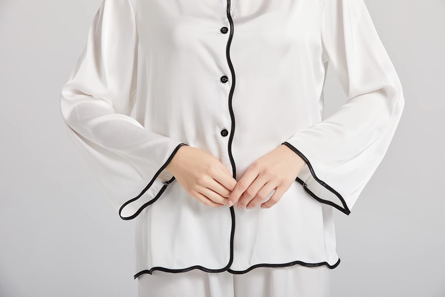 KUMASEN] レディース パジャマ シルク サテン 上下セット Amazon | [KUMASEN] レディース パジャマ シルク サテン 上下セット