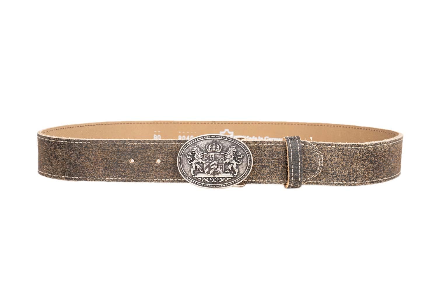 Goldschmidt Trachten Trachtengürtel Michael 40mm breit | Gürtel Echtleder Made in Germany | Gürtelschnalle mit Bayern-Wappen