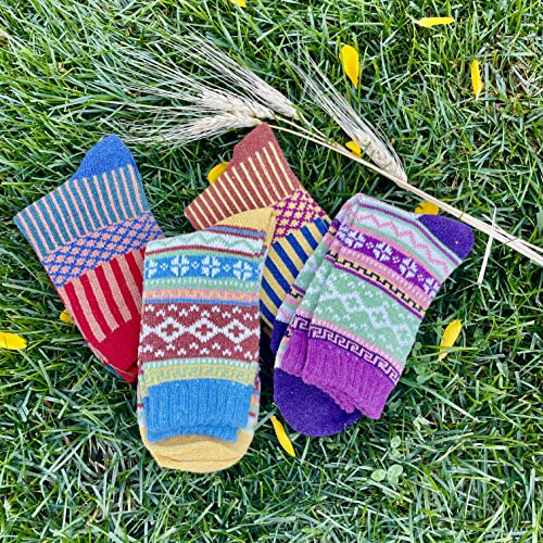 Image of JOYCA & CO. 3-5 Pairs Womens Multicolor Fashion Warm Wool Cotton Thick Winter Crew Socks