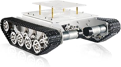 Professional Shock-absorbing Metal Robot Tank Chassis with DC Encoder Motor for Arduino/Raspberry Pie, Tracked Suspension Absorption Vehicle, Remote Control Track Crawler Damping Vibration Caterpillar