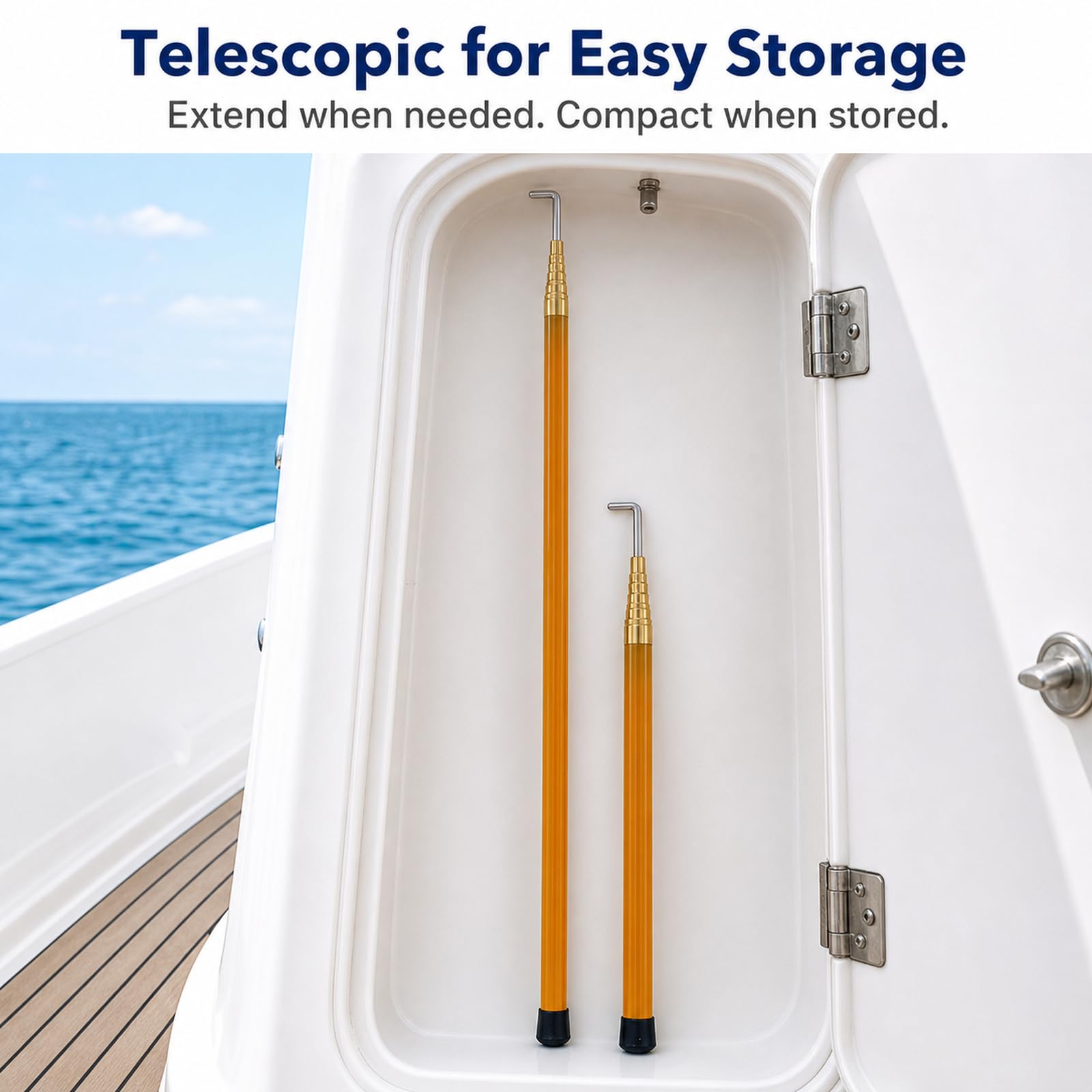 Asta Telescopica Nauticas con Gancio,Mezzos Marinaio Telescopico Nautico,Mezzos Marinaio Telescopico,Impugnatura Antiscivolo,Rust Resistant,per Operazioni di Ormeggio