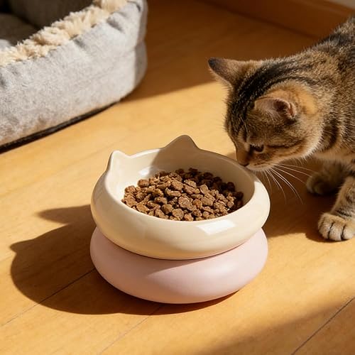 Miniatura 7 de Cuenco para gatos, cuencos de cerámica para gatos y agua, aptos para bigotes, lindos cuencos de comida para gatitos para proteger la columna
