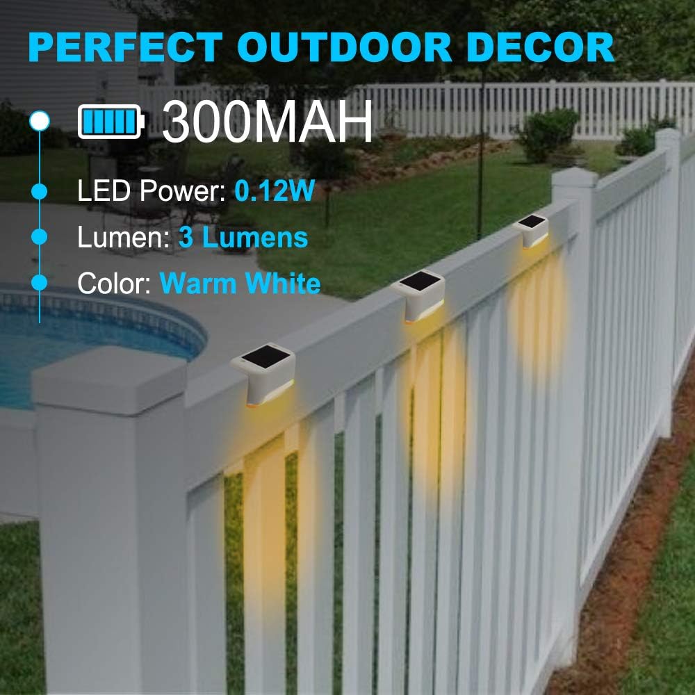 APONUO Solar Deck Lights 16 Pcs, Solar Step Lights Outdoor Waterproof Led Solar Fence Lamp for Patio, Stairs,Garden Pathway, Step and Fences(Warm White)