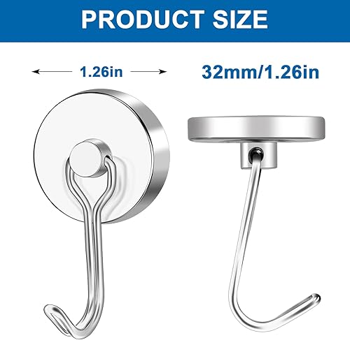 Miniatura 3 de LOVIMAG Ganchos magnéticos fuertes, ganchos magnéticos giratorios de 110 libras, ganchos magnéticos de metal para colgar, imanes de neodimio súper