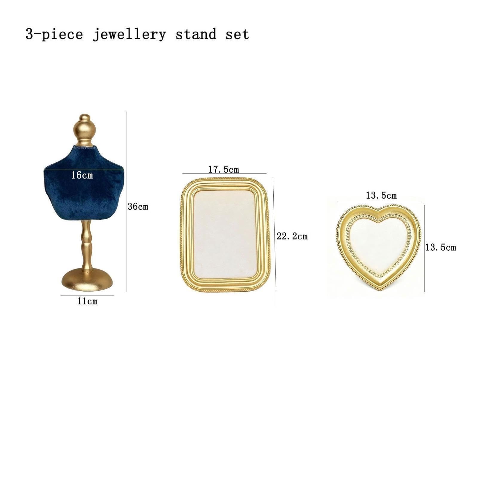 Présentoir Présentoir de boucles d'oreilles et colliers en velours résine, ensemble 3