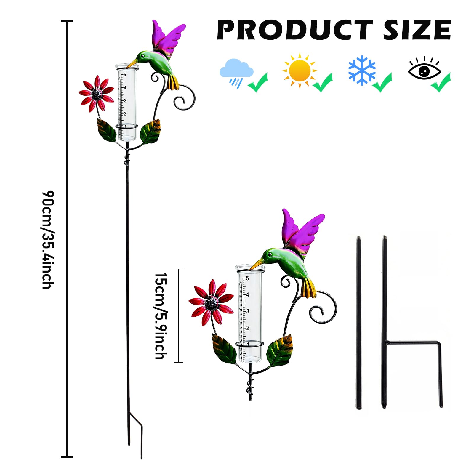 BORDEAG Pluviometro da Giardino,H 120CM Pluviometro Decorativo,Pluviometro in Vetro,Pluviometro per Prato in Vetro per Giardino,Prato,Patio,Accessori da Giardino,Cortile,Terrazza