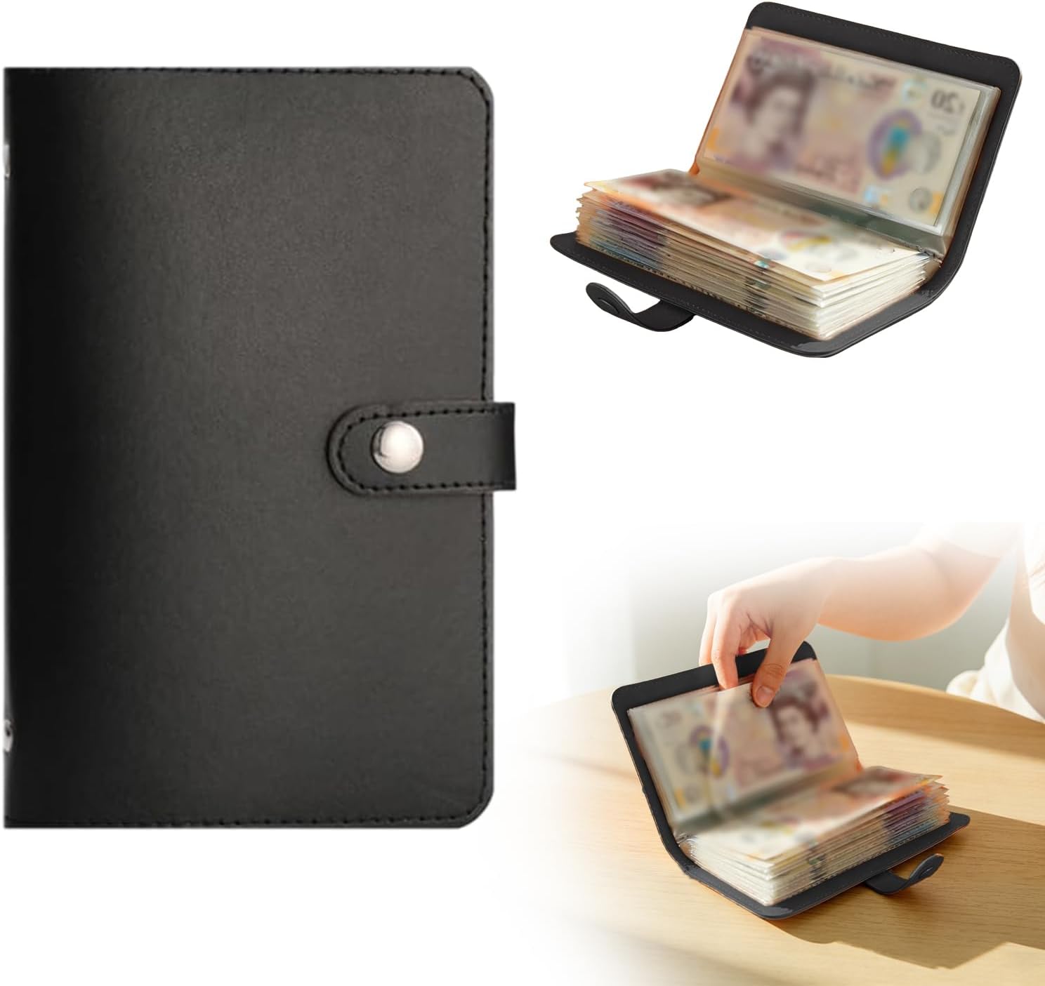 100 Envelopes Saving Challenge,2026 Money Saving Wallet,Includes Saving Notebook & Binder,50 Pages,Both Sides can be Used, and a Total of 100 can be Placed, for Offices,Home and Couples (Black)