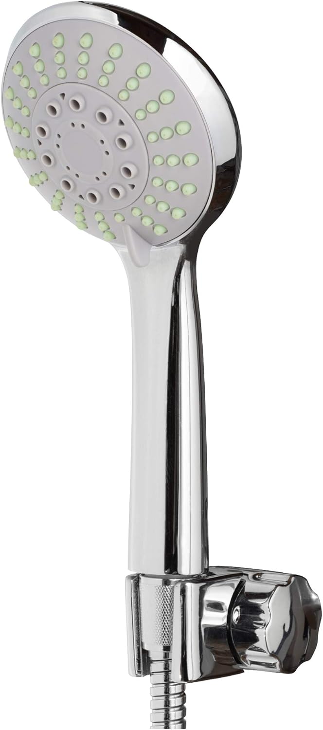 PULSE ShowerSpas 1030 Lahaina ShowerSpa Panel with 9.5" Rain Showerhead, 8 Dual-Function Body Spray Jets, 5-Function Hand Shower, Tub Spout and Glass Shelf, Soft-White with Silver Anodized Aluminum