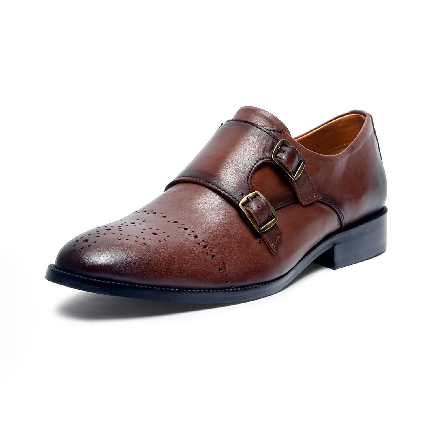 LOUIS STITCHFormal Shoes for Men | Italian Leather Double Monk Strap Handcrafted Shoes | Stylish Lace-Up Business, Formal, Shoes (LSEUDM)