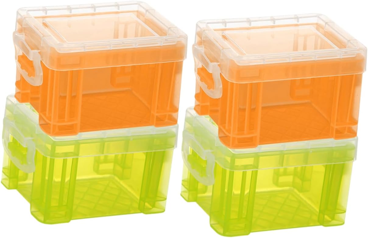 MERRYHAPY Colorful Storage Box 4Pcs Plastic Desktop Organizing Bin with Lid