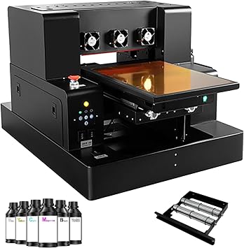 A3 XP600 UV DTG Printer Machine, 5760 * 1440dpi Precision A3 UV Flatbed Printer with 33x50x15cm Vacuum Platform & Bottle Holder, Perfect for Phone Cases Acrylic Metal Leather Golf Balls Bottles