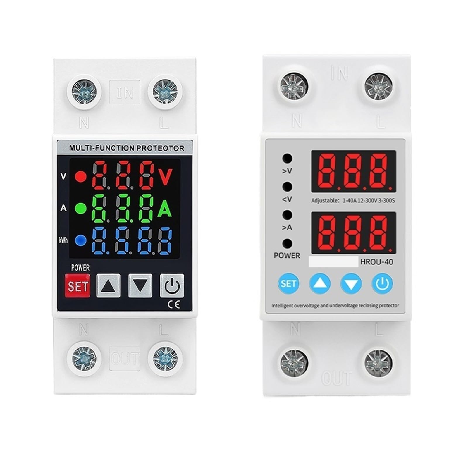 Relais de protection de courant double affichage réglable rail DIN 80A