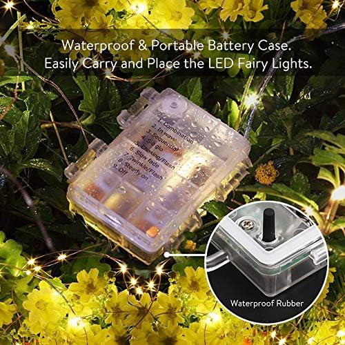 Bynlna String Lights,LED Copper Wire Lights, Each Set 33ft/10M 100LEDs and 6 Remote Control.AA Battery Powered,Decor Rope Lights for Holiday,Wedding, Parties.(Pink)