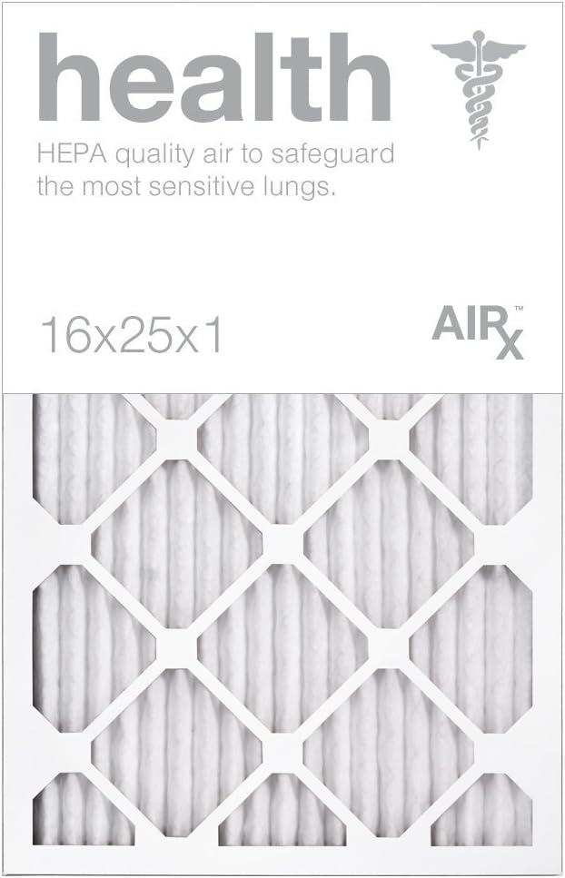 AIRX WICKED CLEAN AIR. Premium MERV 13 HEALTH Series - Made in the USA - Box of 6 - Pleated Air Filter 16x25x1