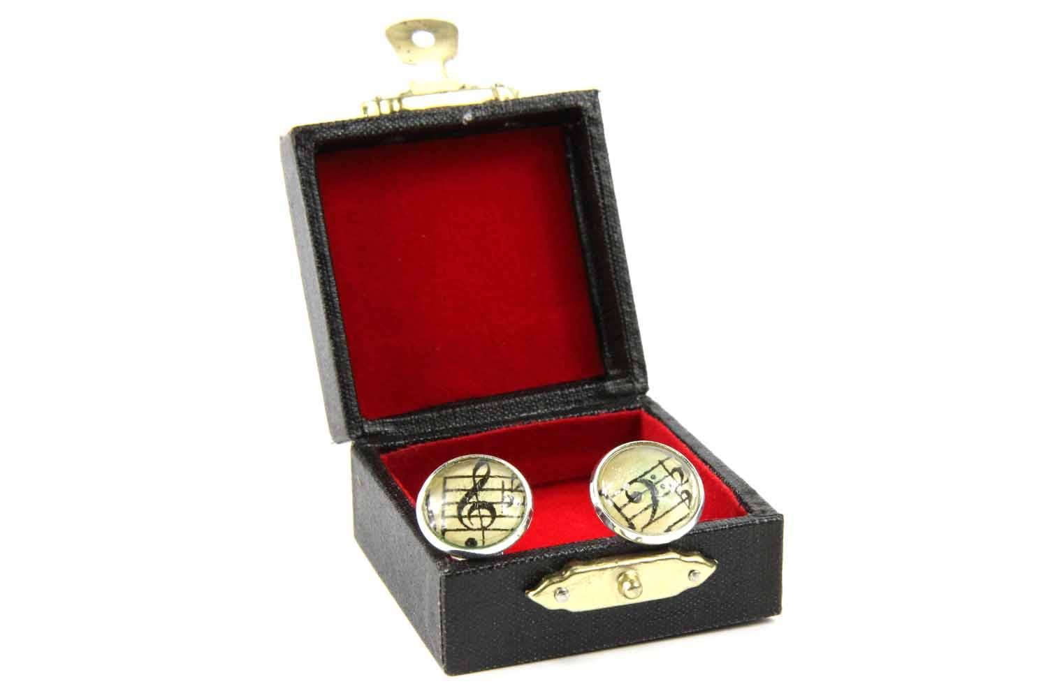 Miniblings Musica Chiave di Violino Clef Gemelli - Fatto a Mano Ho gemello Bottoni della Camicia Gemelli Mi Bella Scatola di Legno Incluso - Nota Chiave di Violino Clef