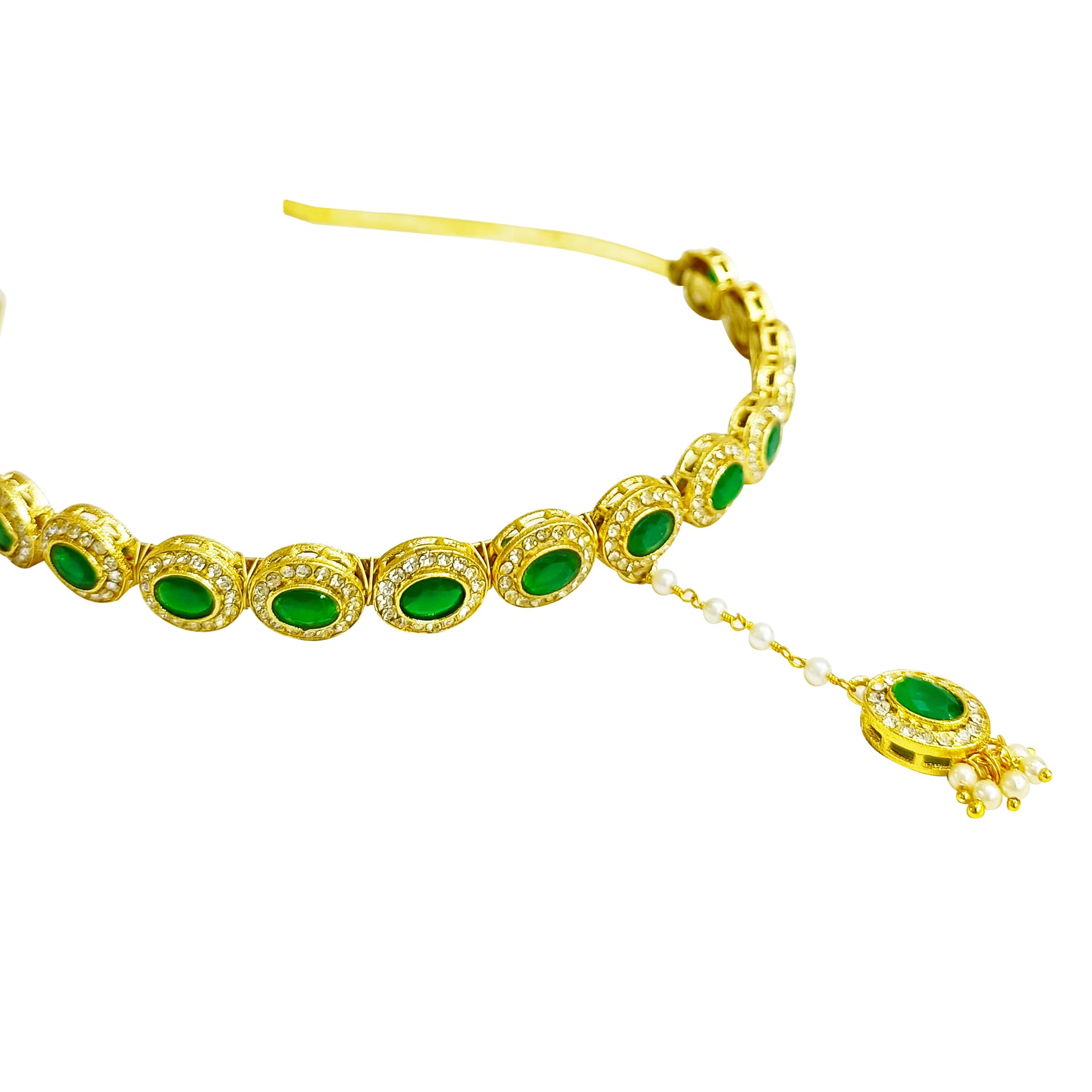 Ethnic Kundan Hairband With Attached Mang Tika/Hair Accessory Hair Jewellery for Womens/Ladies/Girls