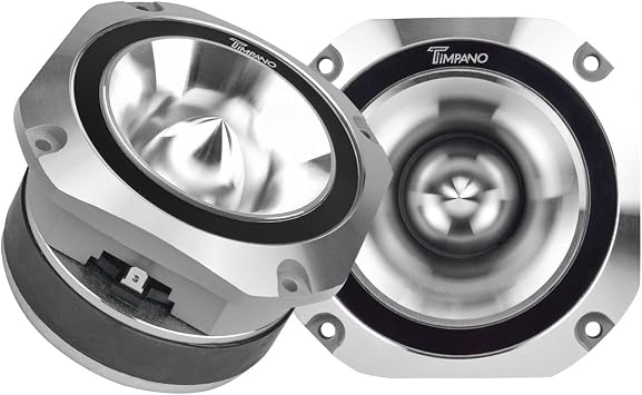 Timpano Super Tweeter 4 Inch TPT-ST25 Chrome, 8 Ohm, 900 Watts Max, 107 dB, 1.5 in Voice Coil, HIgh Sensitivity, Slim Profile Bullet Tweeters Speakers for Pro Audio Pair