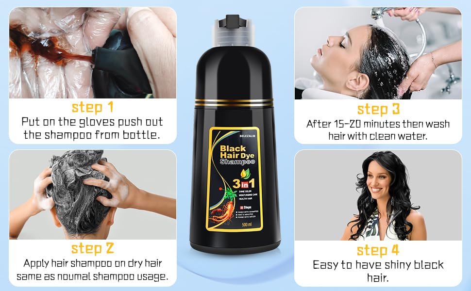 Buy 3-in-1 Black Hair Shampoo, Natural Hair Colour Treatment, 500