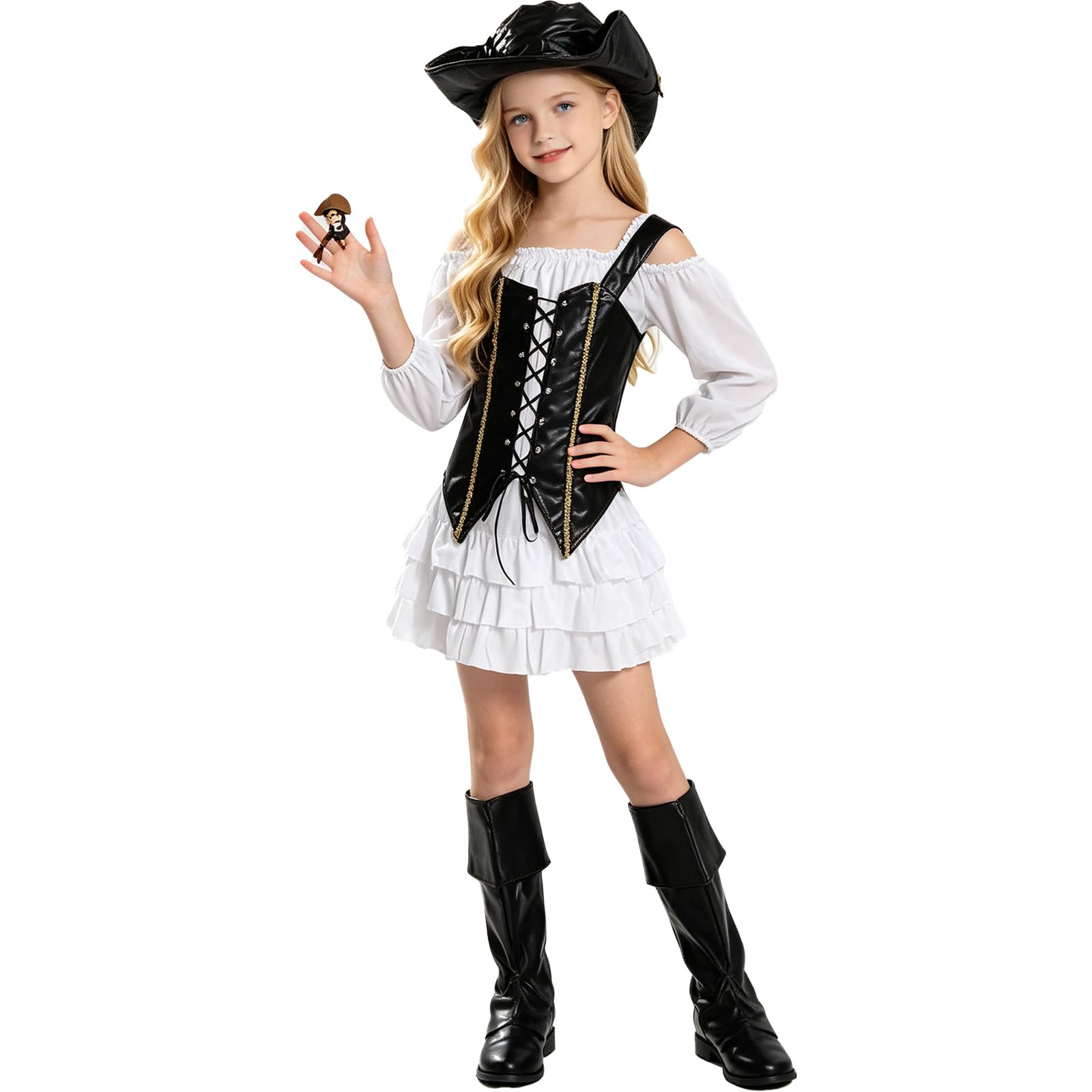 Vestito Halloween per Bambina Disfraz Cosplay Vestito da Festa Completo di Vestiti da Festa per Bimbe Disfraz Halloween per Bambina Abito Confortevole Senza Restrizioni per Festa, Cosplay, Carnevale