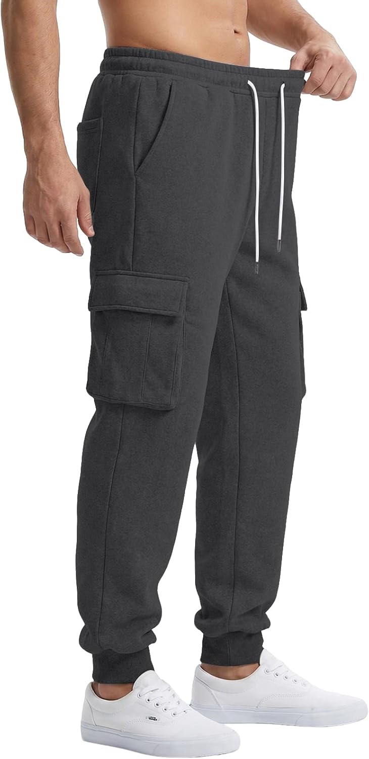 Men's Cargo Sweatpants Fleece Casual Jogging Hiking Pants Baggy Sweat Pants for Men Running Athletic Workout with Pockets - Image 6