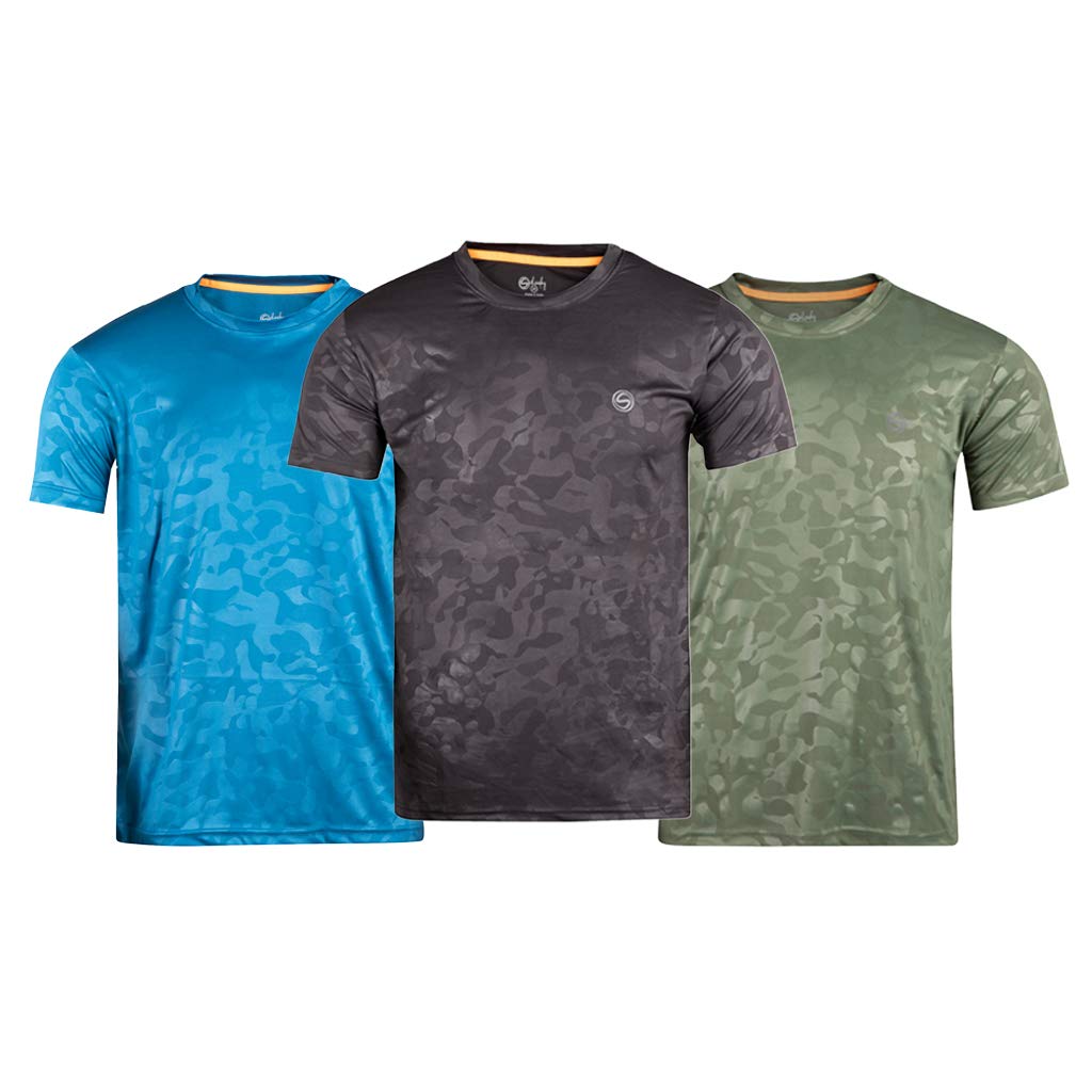 SchoolayPack of 3 Athleisure Army Camo Tees (Black, Green & Teal)