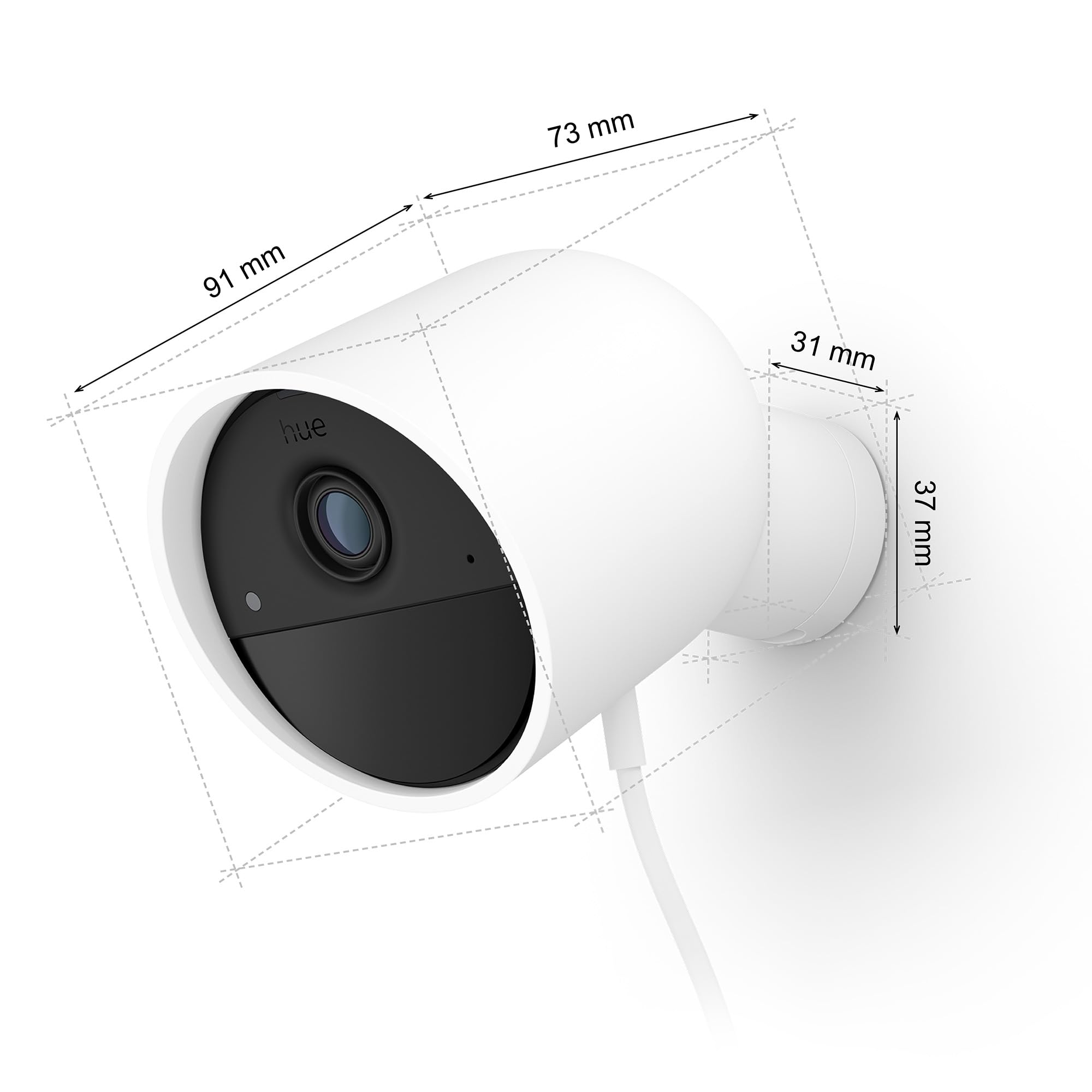 Philips Hue Secure Cámara de Video Vigilancia Inteligente para Exteriores o Interiores, Versión con Cable, Full HD Video, Control de Seguridad e Iluminación en Una Sola App, Blanco