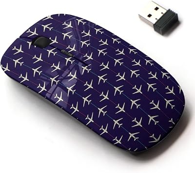 2.4G Wireless Mouse with Cute Pattern Design for All Laptops and Desktops with Nano Receiver - Airplanes