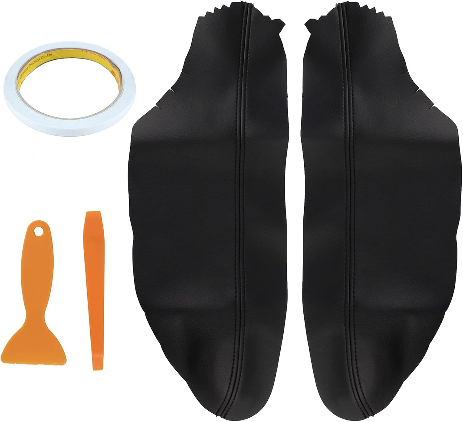 AUTOKAY Leather Front Door Panels Armrest Cover for Honda Accord 2008-2012 Coupe Black