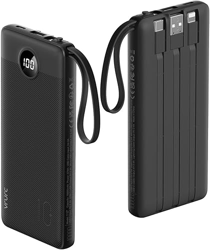VRURC Cargador Portátil, Banco de Energía Delgado de 22.5W Carga Rápida, Cargador de Teléfono Portátil USB C de 10000mAh, Paquete de Batería de