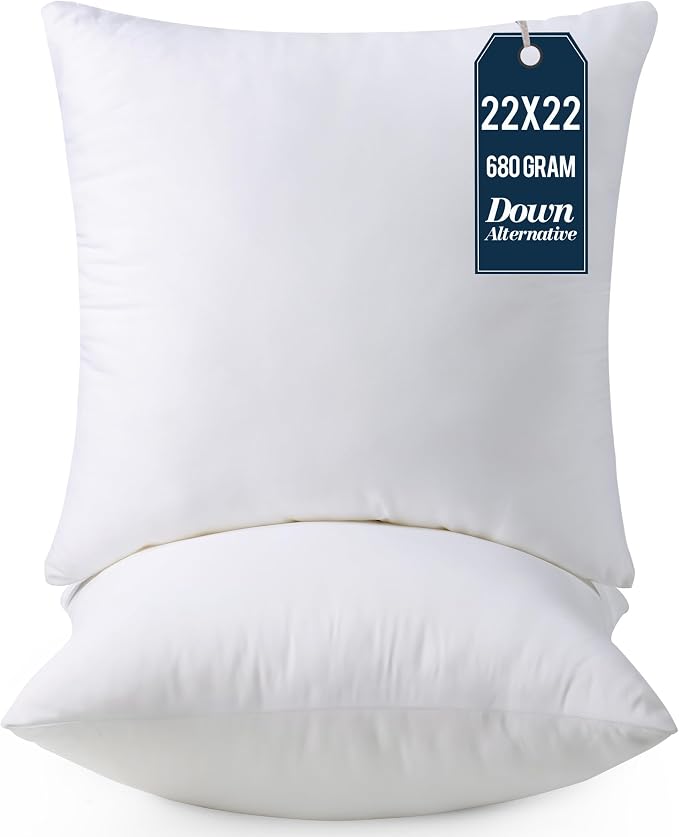 Utopia Bedding Throw Pillows Insert (Pack of 2, White) - 22 x 22 Inches Bed and Couch Pillows - Indoor Decorative Pillow