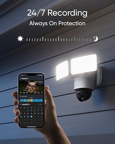 Miniatura 10 de eufy Security Cámara con reflector de cámara E340 con cable, cámara de seguridad al aire libre, PTZ de 360, grabación 247, Wi-Fi 2.4G5G, 2000 LM,