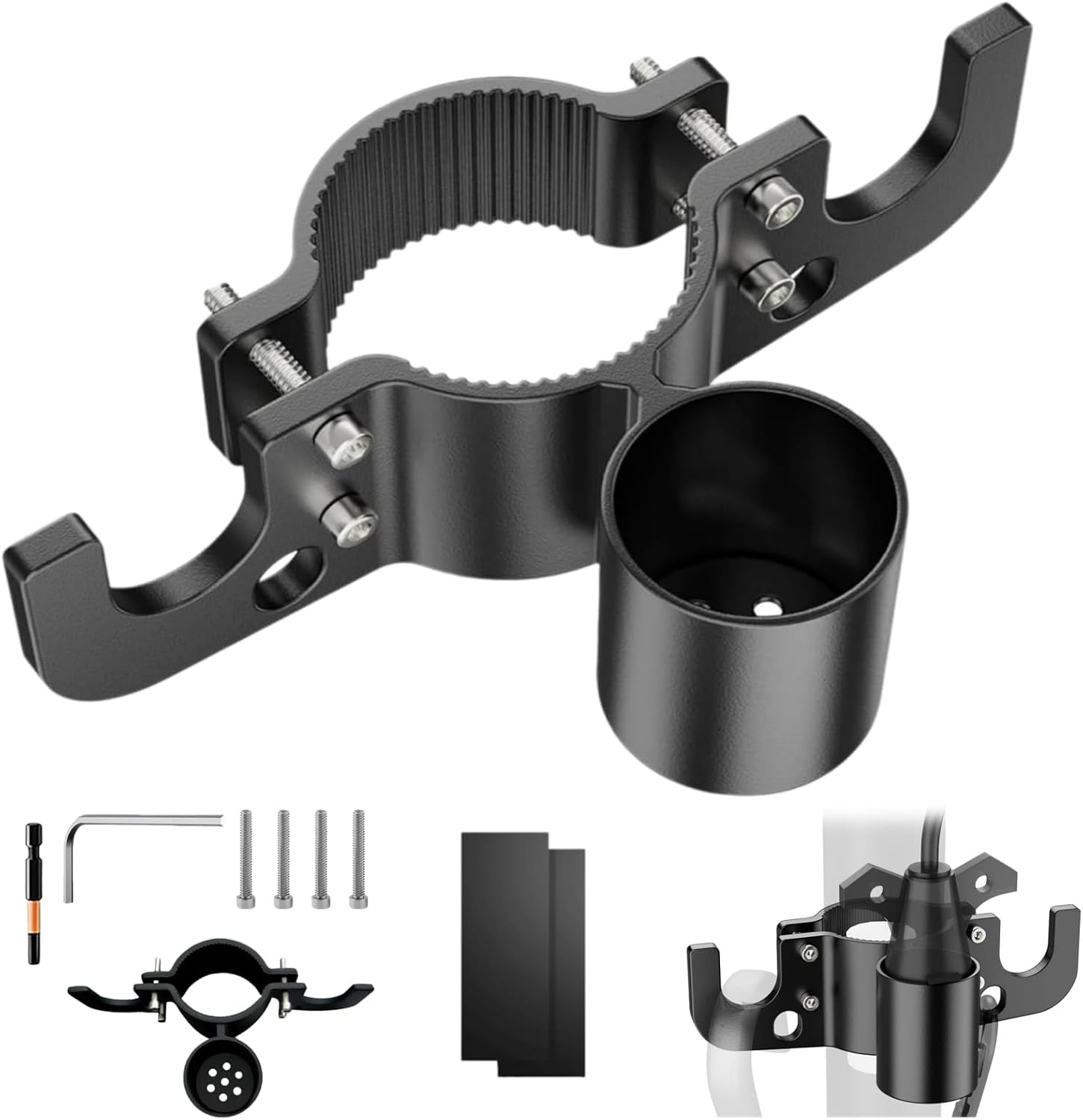 Aluminum Trailer Chain Holder, Heavy Duty Towing Organizer with 7-Way RV Plug Holder, Anti-Rust Cable Harness for 2" & 2-1/4" Tongue Jack, RV Camper Towing Accessories (1 pc)