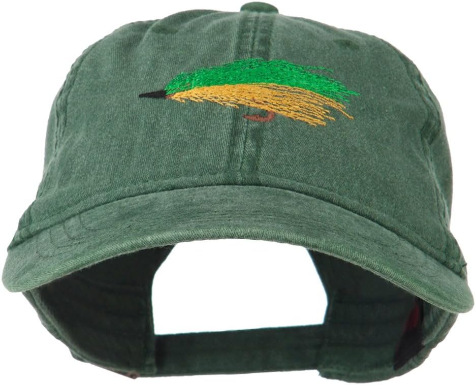 e4Hats.com Fishing Green Fly Embroidered Washed Cap