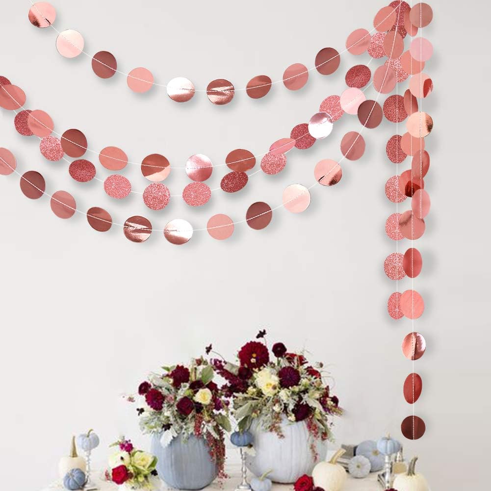 Cheerland Glitzernde Kreis-Girlande, rosegold, für Party-Dekorationen, hängende Banner, Hintergrund-Deko, Geburtstag, Brautparty, Junggesellinnenabschied, Ramadan/EID, Abschlussfeier